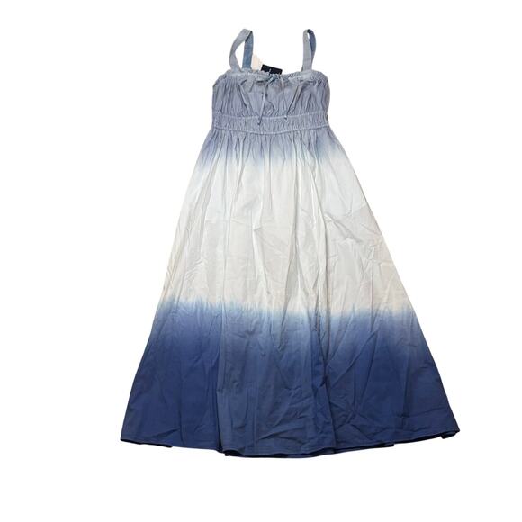 J.Crew Blue White Ombré Smocked Midi Dress Size S NWT Cotton Summer Sundress - Picture 4 of 7
